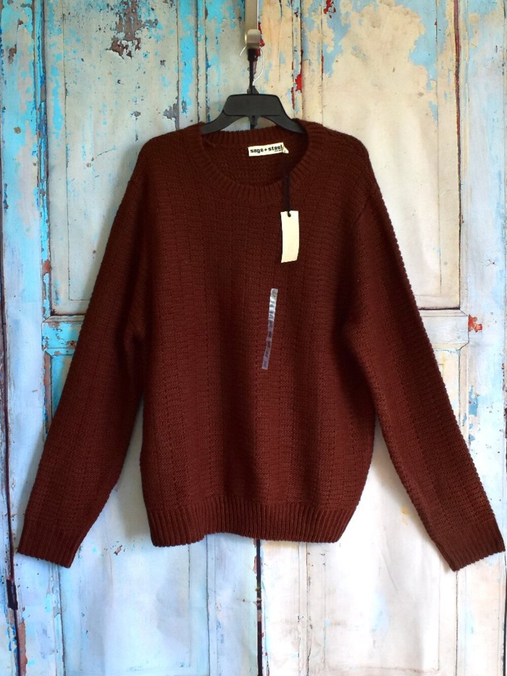 Men's Sage + Steel Sweater Acrylic Waffle Knit Pullover XLARGE Brown NEW